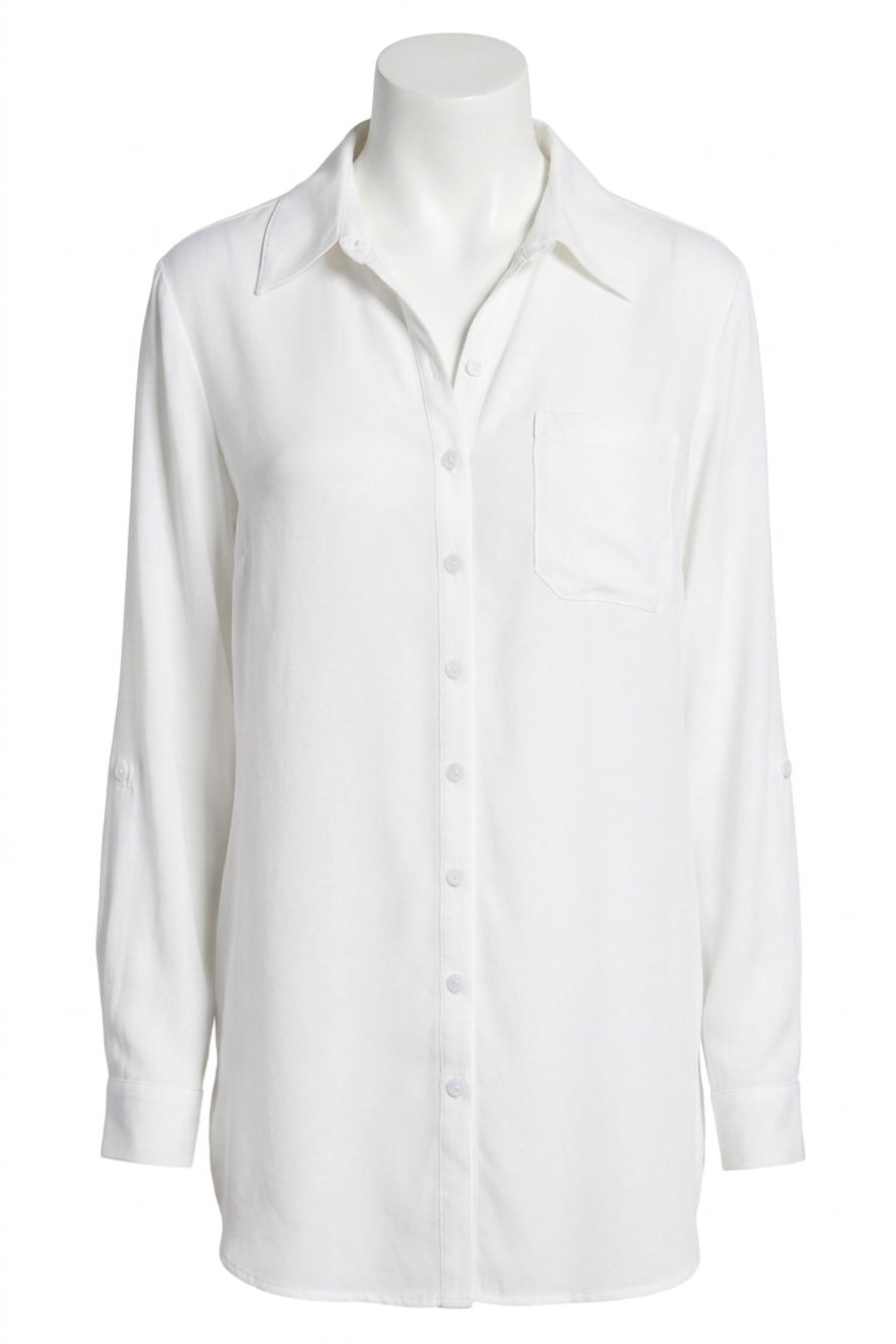 NEW TRIBAL wyler roll up sleeve shirt in white